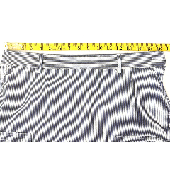 Theory Women's Mini Utility Skirt Sz 10 Blue Striped Cotton Blend Pockets - Picture 3 of 7